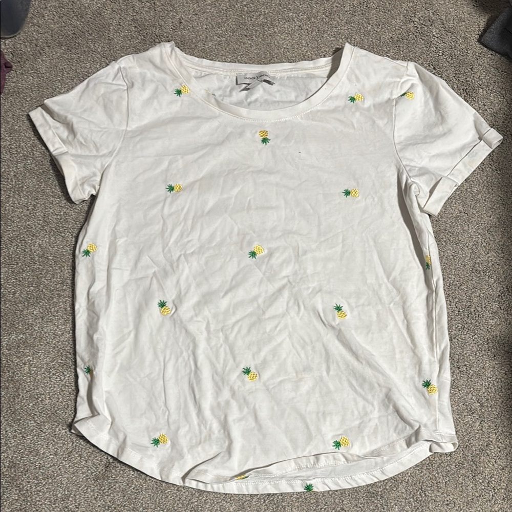 White Pineapple Print Women's Top